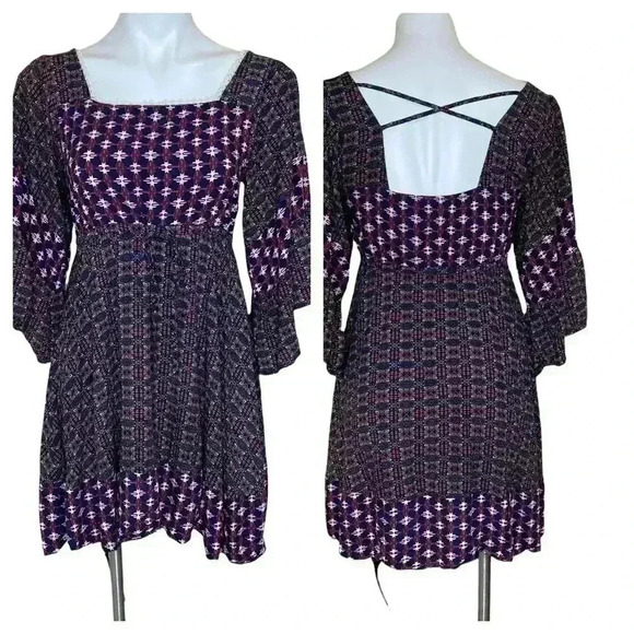 Umgee Flutter Sleeve Prairie midi Dress boho size small - Picture 1 of 5